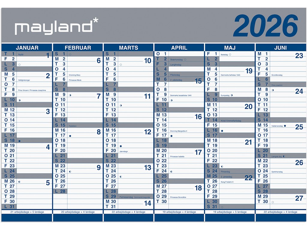 Mayland kæmpekalender 2026 - 2X6 Mdr. 