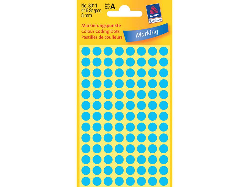 Labels i ps. Ø8 mm blå