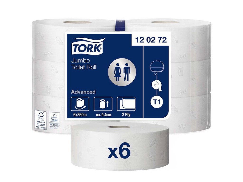 Toiletpapir Jumbo T1 2-lags 120272 TORK - 6 rl.