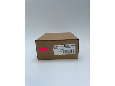 Etiketter 26x12 neon pink Wave m/ perm. lim - 12 rl.