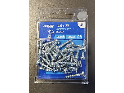 Skruer 4x20mm pakn. m/ 30 stk.